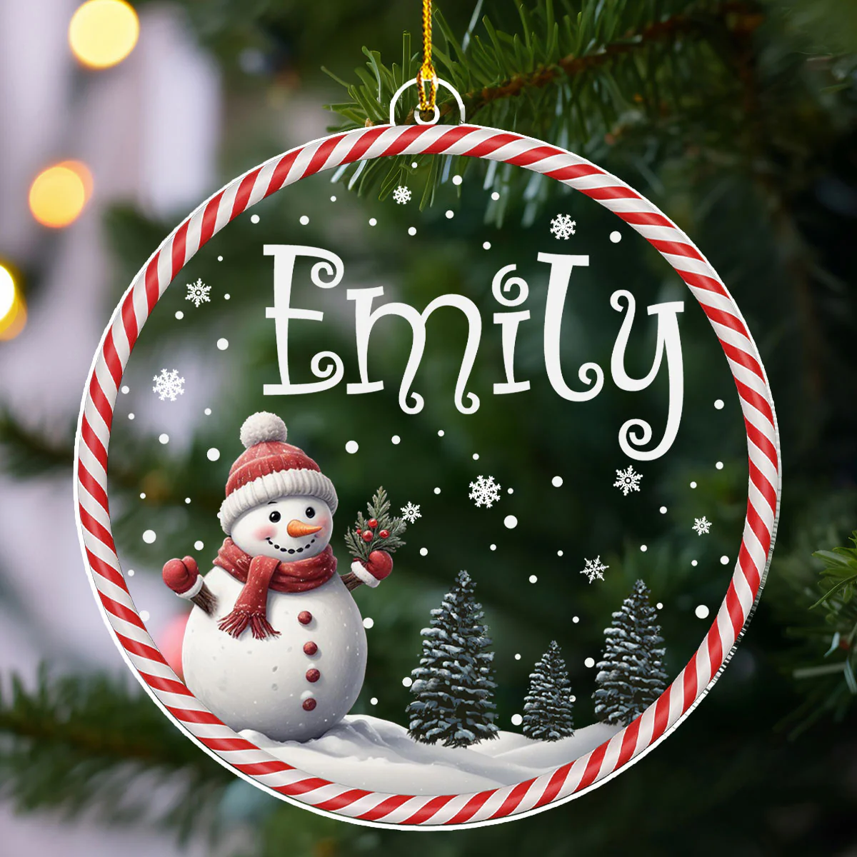 Happy Christmas Snowman - Personalized Custom Acrylic Ornament - Image 4