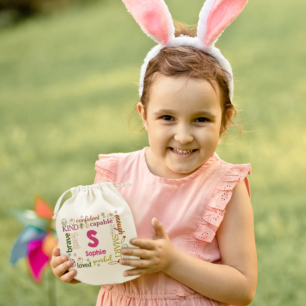 Happy Easter Name Letter - Personalized Custom Favor Bag - Image 2