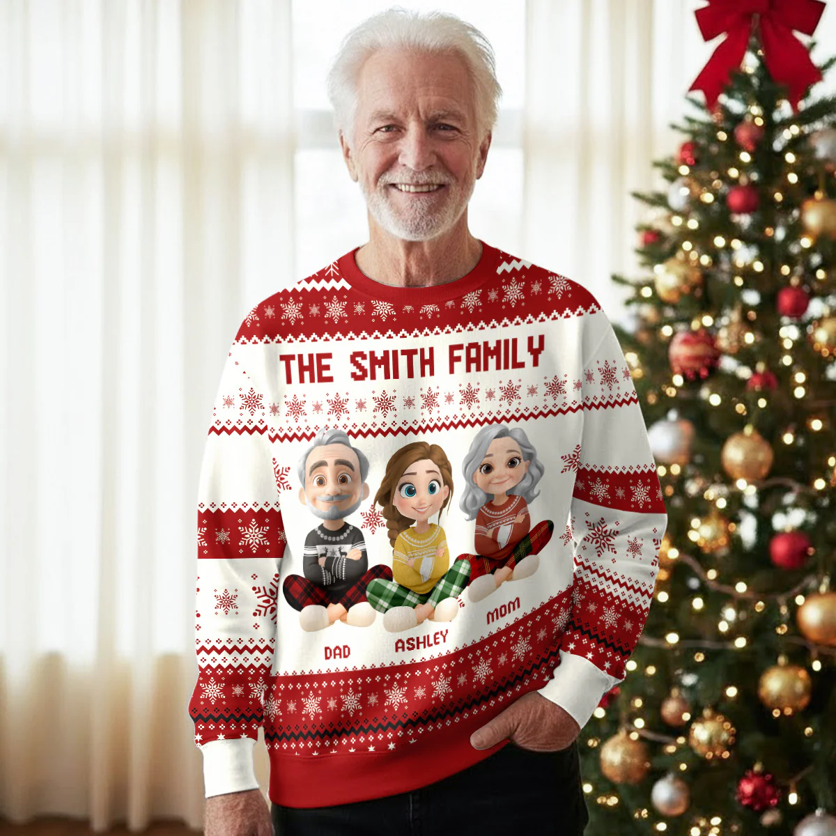 Happy Family Christmas - Personalized Custom All-Over-Print Sweatshirt - Image 3