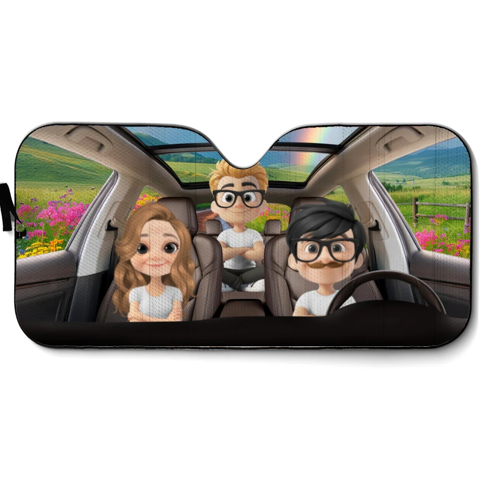 Happy Family - Personalized Car Sunshade - Image 7