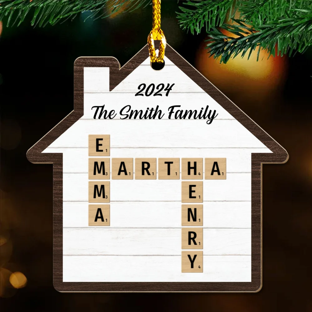 Happy Family - Personalized Custom Wood Ornament - Image 4