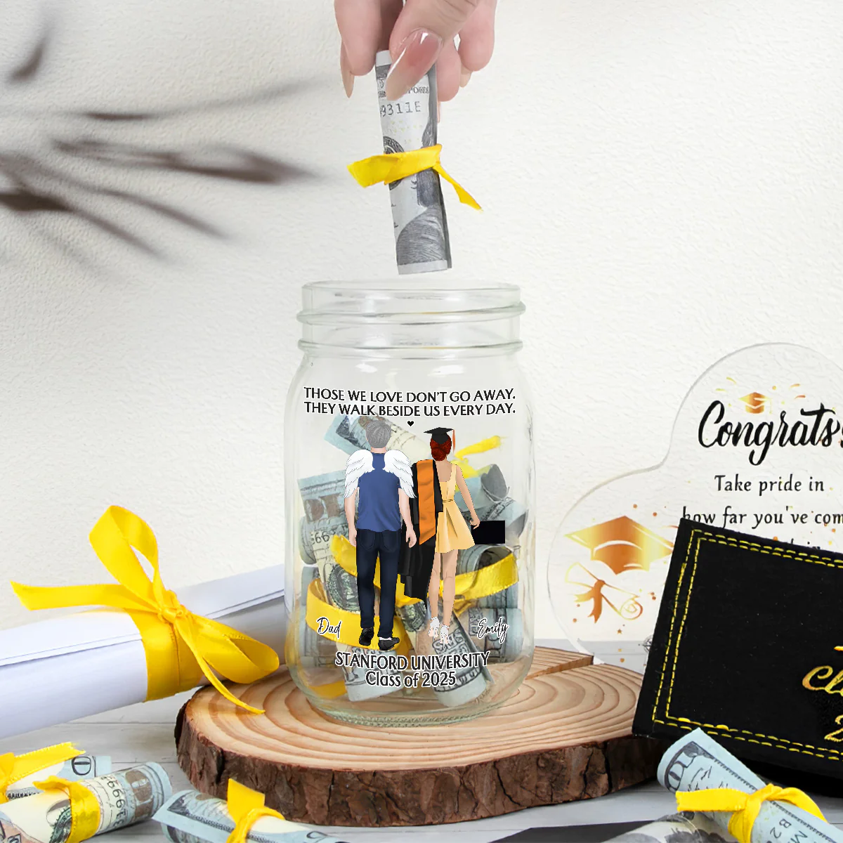 Happy Graduation In Loving Memory - Personalized Custom Graduation Mason Jar Light - Image 3