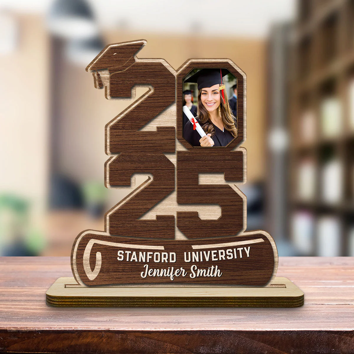 Happy Graduation - Personalized Custom 2-Layer Wood Plaque With Flat Base - Image 4