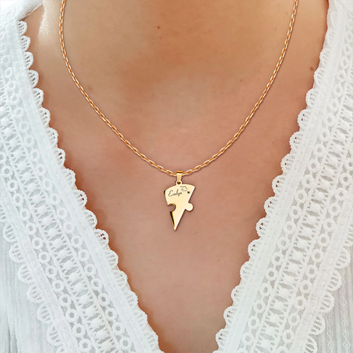 Happy Graduation - Personalized Custom Heart Puzzle Necklace - Image 2