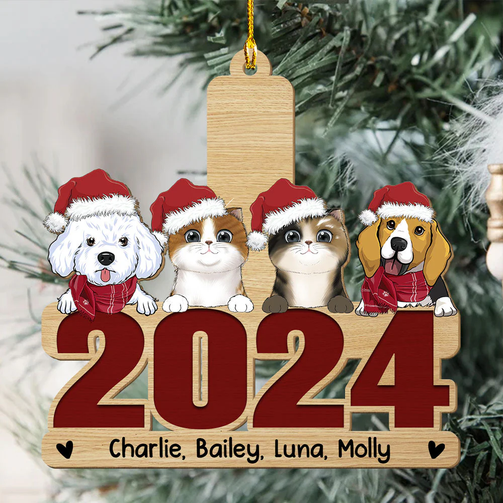 Happy Holiday 2024 - Personalized Custom 1-layered Wood Ornament - Image 3