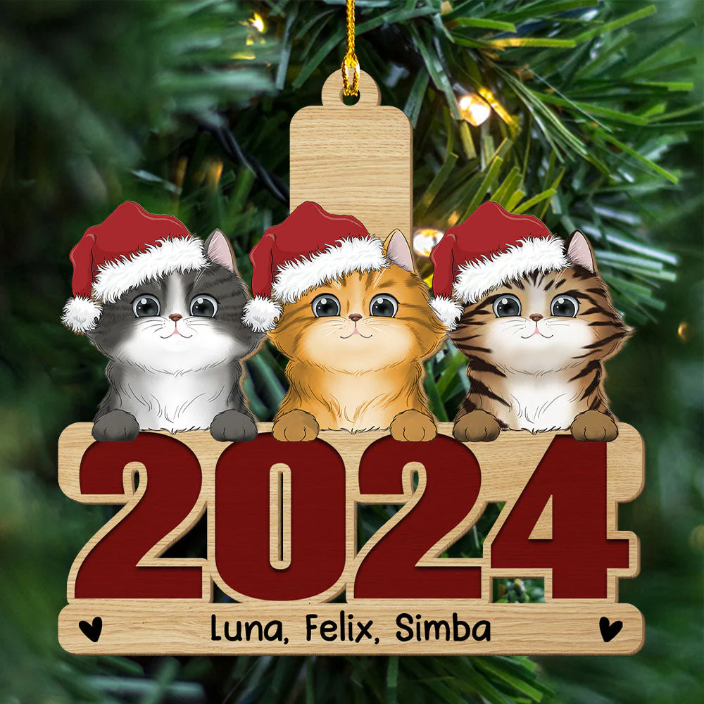 Happy Holiday 2024 - Personalized Custom 1-layered Wood Ornament - Image 4