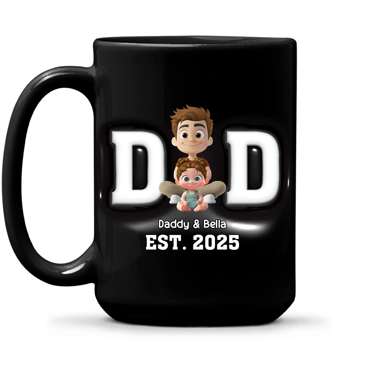Happy Kids With Dad - Personalized Custom 3D Inflated Effect Mug - Image 6