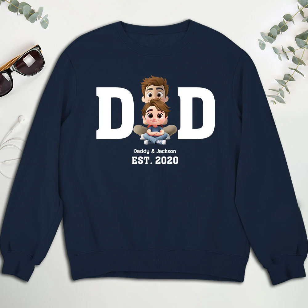 Happy Kids With Dad - Personalized Custom Shirt - Image 10