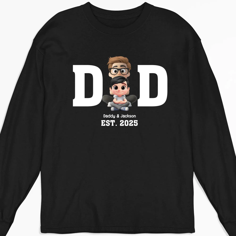 Happy Kids With Dad - Personalized Custom Shirt - Image 15