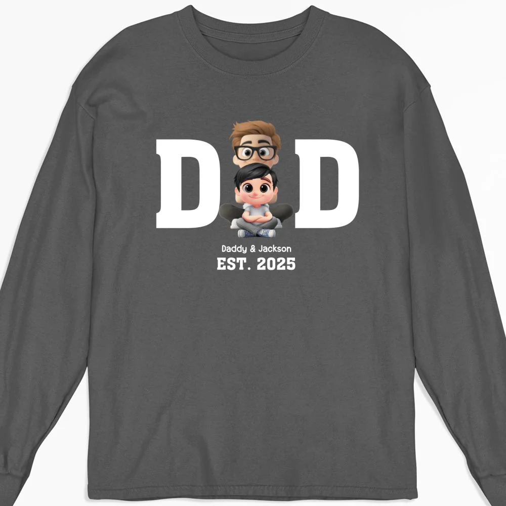 Happy Kids With Dad - Personalized Custom Shirt - Image 16