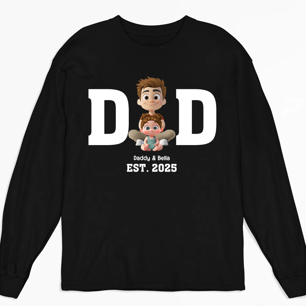 Happy Kids With Dad - Personalized Custom Shirt - Image 5