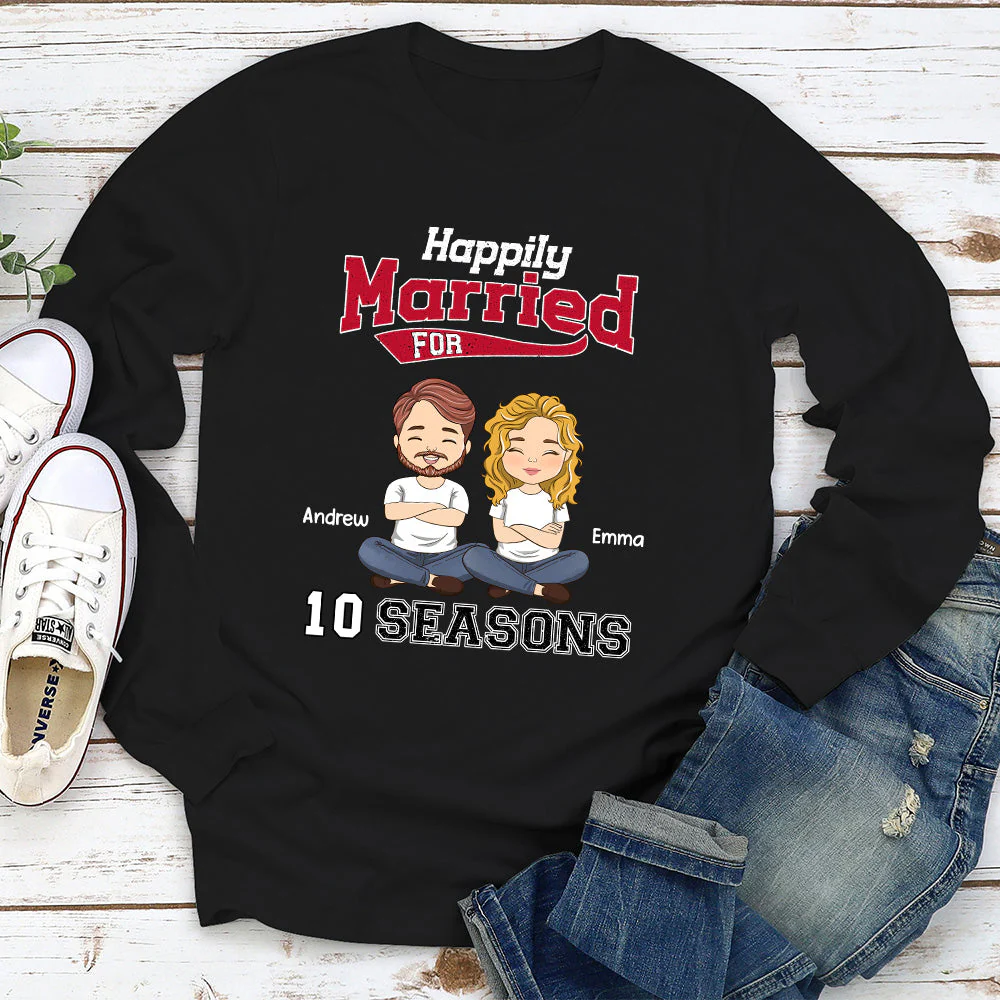 Happy Marriage - Personalized Custom Long Sleeve T-shirt - Image 3