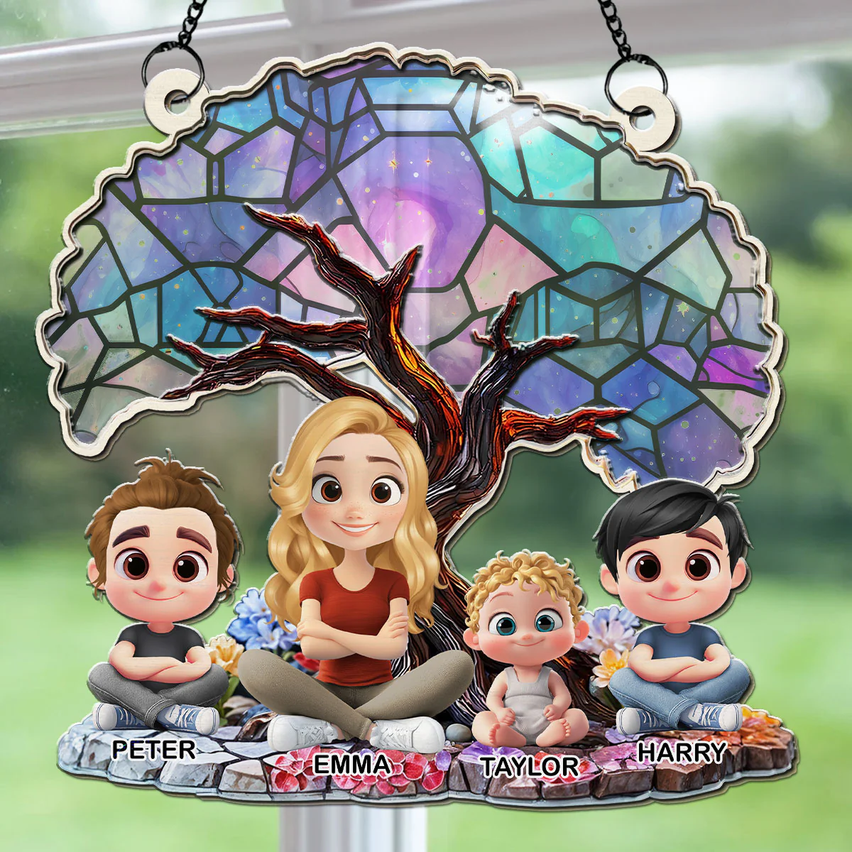 Happy Mom Of Us - Personalized Custom Suncatcher - Image 2