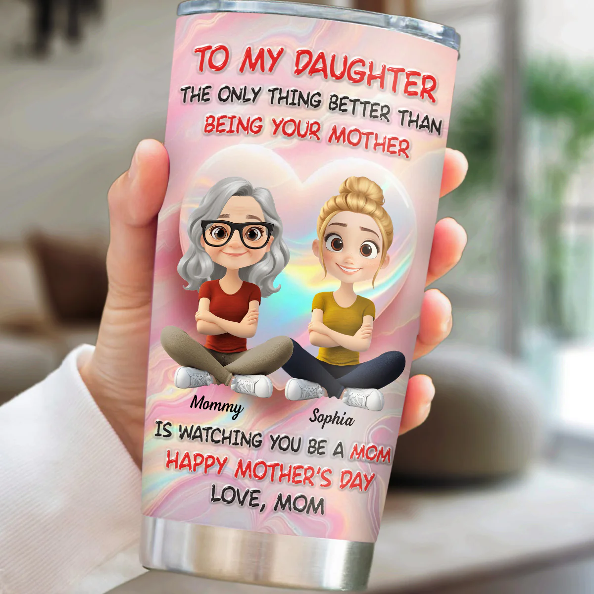Happy Mother And Daughter - Personalized Custom 3D Inflated Effect Tumbler - Image 2