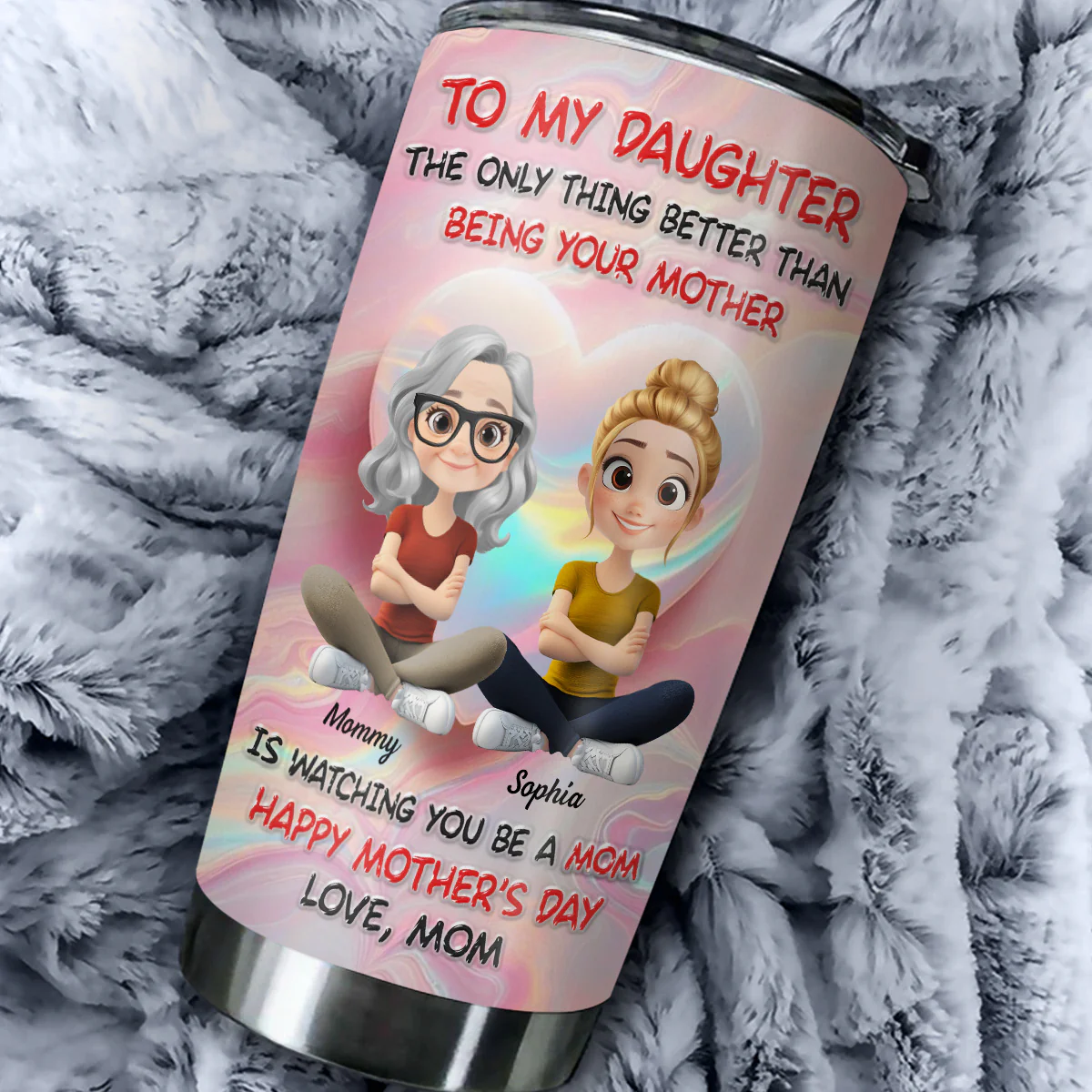 Happy Mother And Daughter - Personalized Custom 3D Inflated Effect Tumbler - Image 4