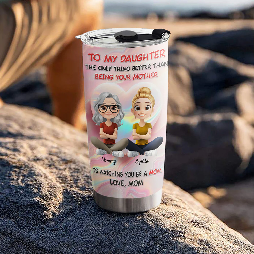 Happy Mother And Daughter - Personalized Custom 3D Inflated Effect Tumbler - Image 5