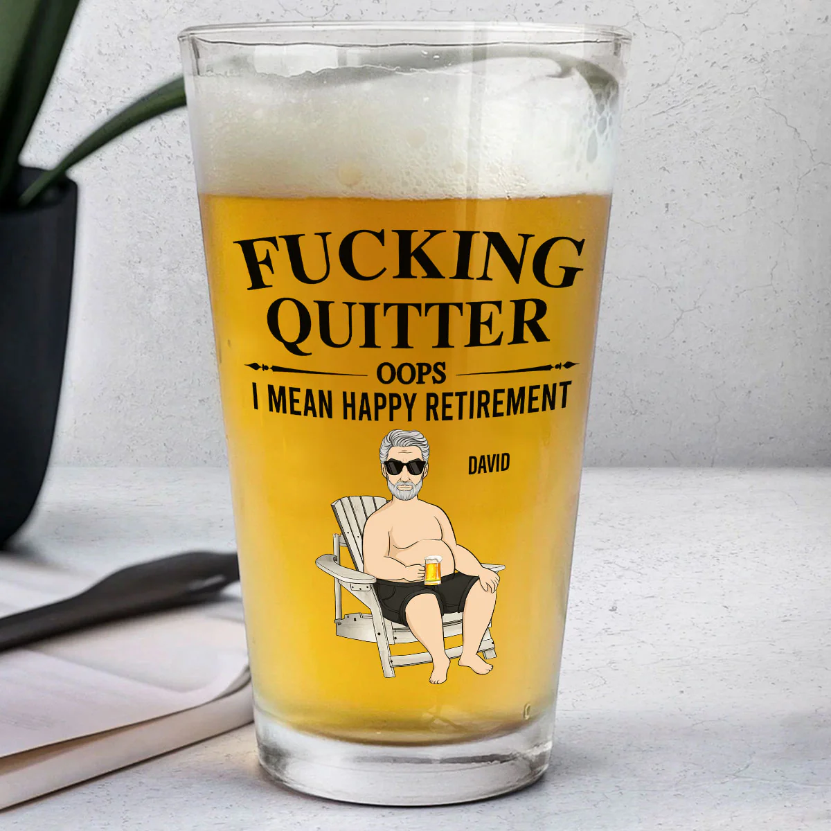 Happy Retirement - Personalized Custom Beer Glass - Image 2