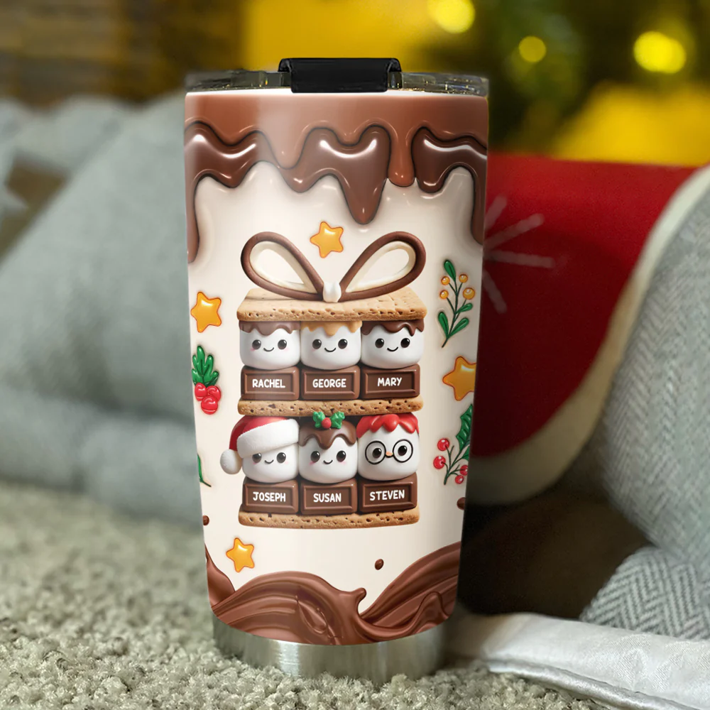 Happy Smores Christmas - Personalized Custom 3D Inflated Effect Tumbler - Image 4