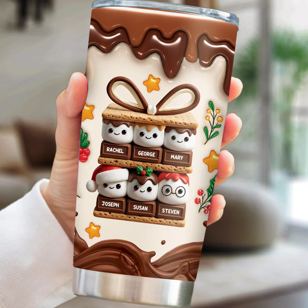 Happy Smores Christmas - Personalized Custom 3D Inflated Effect Tumbler - Image 5