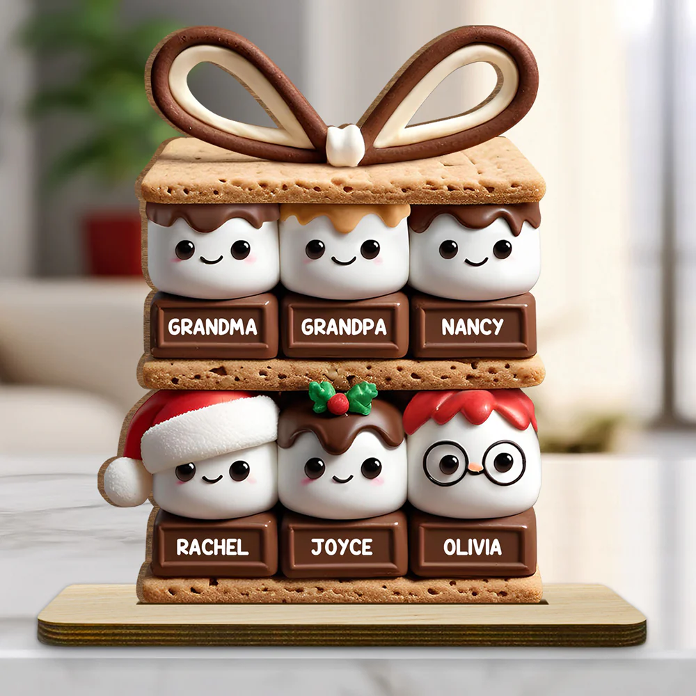 Happy Smores - Personalized Custom 2-Layer Wood Plaque With Flat Base - Image 2