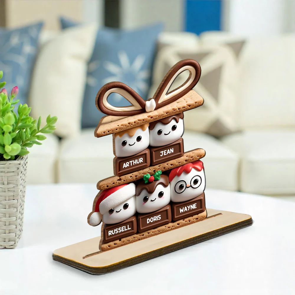 Happy Smores - Personalized Custom 2-Layer Wood Plaque With Flat Base - Image 3