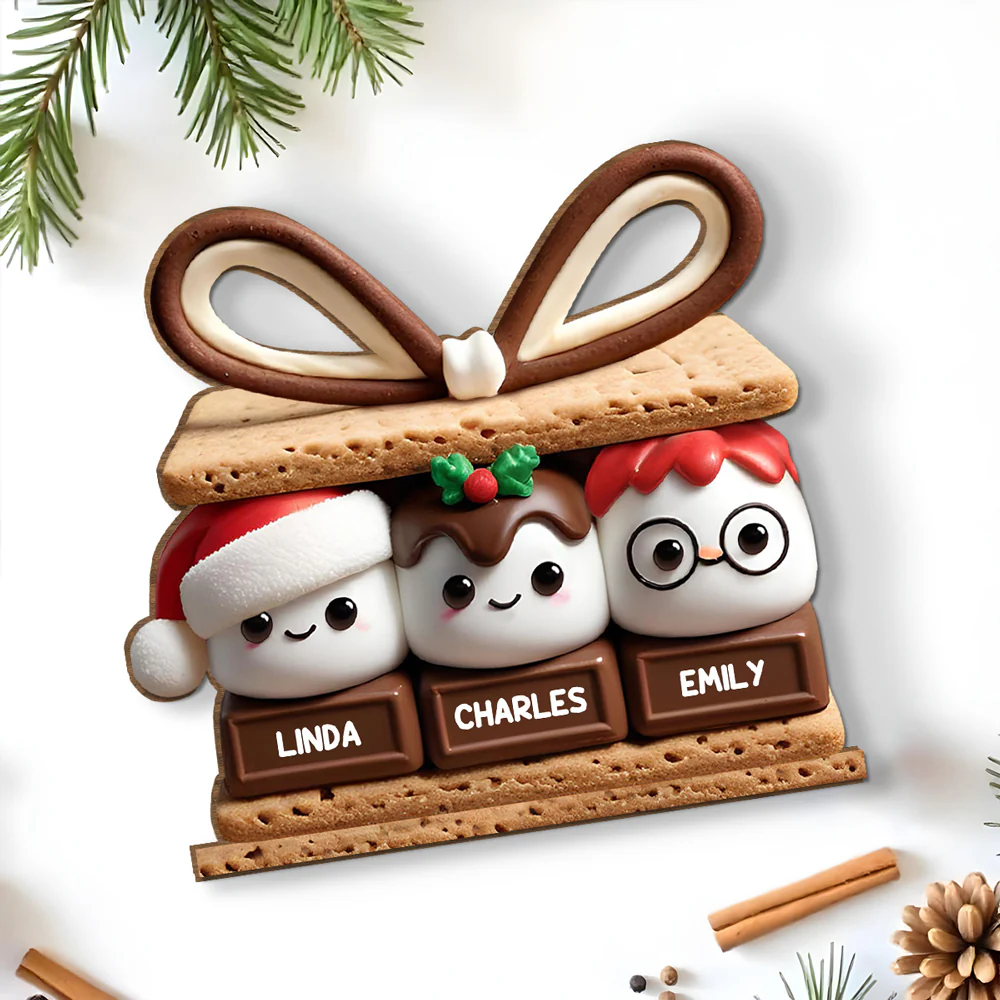 Happy Smores - Personalized Custom 2-Layer Wood Plaque With Flat Base - Image 4