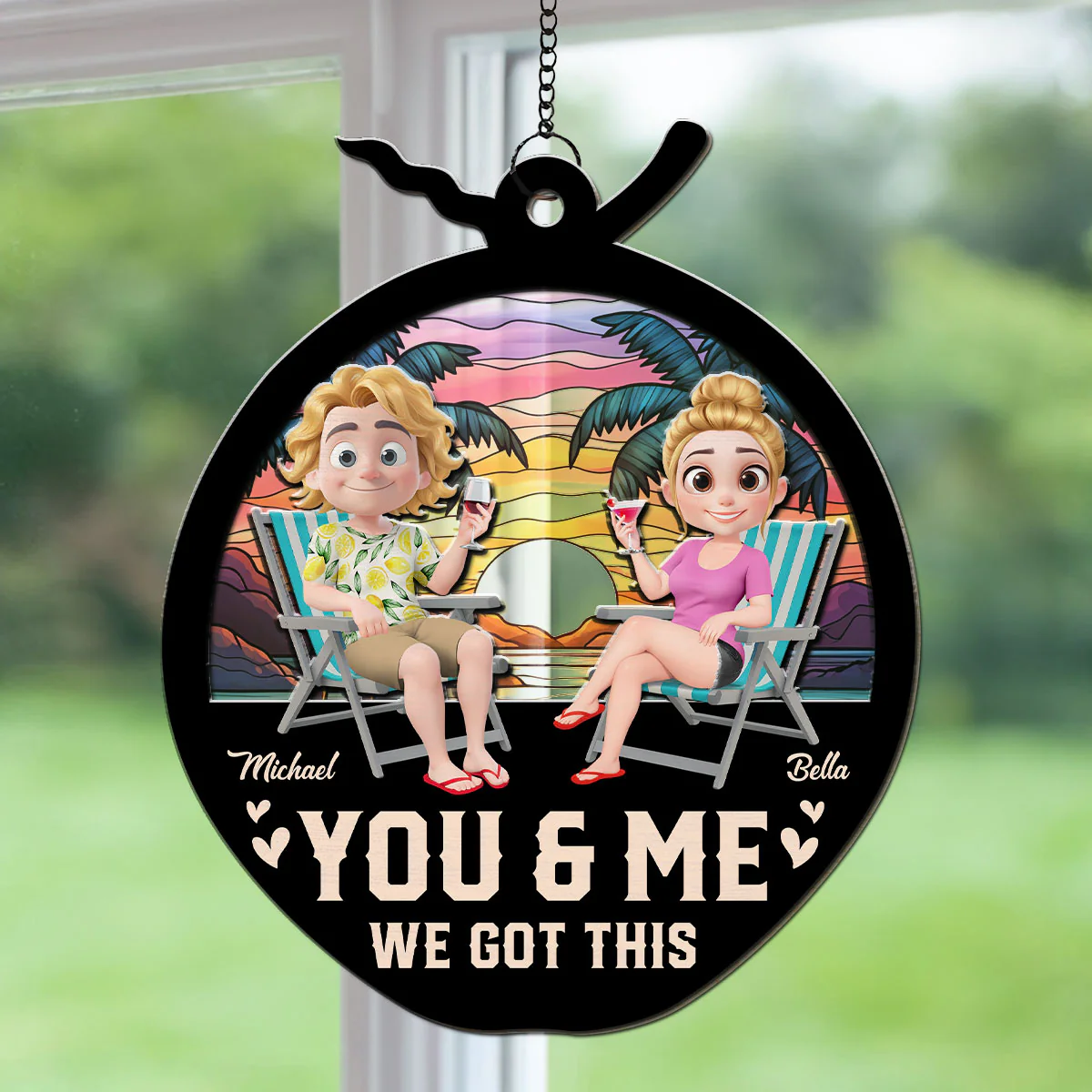 Happy Summer You And Me - Personalized Custom Suncatcher - Image 2