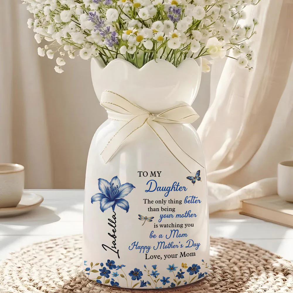 Happy Watching You Grow - Personalized Custom Ribbon Tie Flower Vase