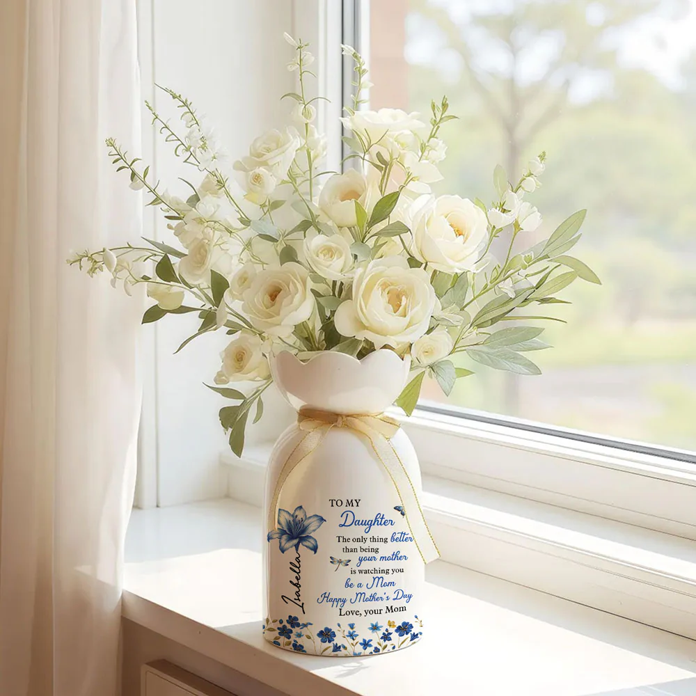 Happy Watching You Grow - Personalized Custom Ribbon Tie Flower Vase - Image 2
