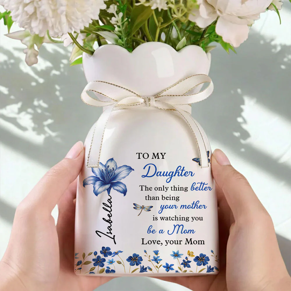 Happy Watching You Grow - Personalized Custom Ribbon Tie Flower Vase - Image 4