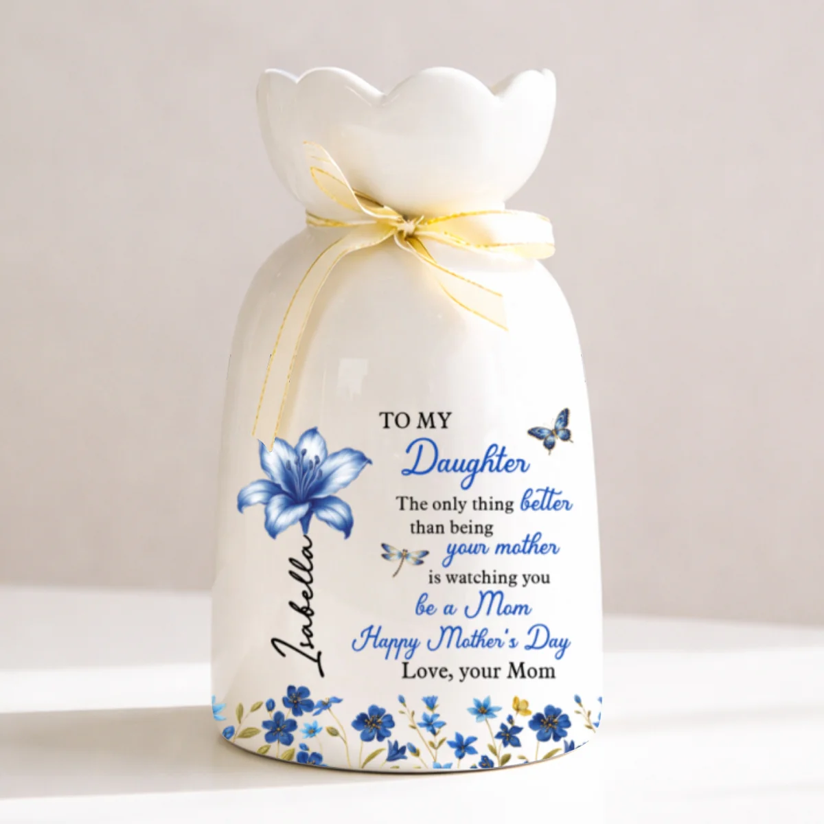 Happy Watching You Grow - Personalized Custom Ribbon Tie Flower Vase - Image 6