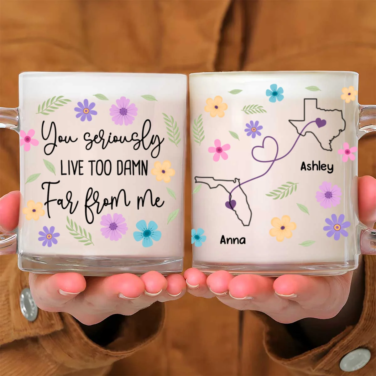 Hate Being This Far - Personalized Custom Glass Mug - Image 6