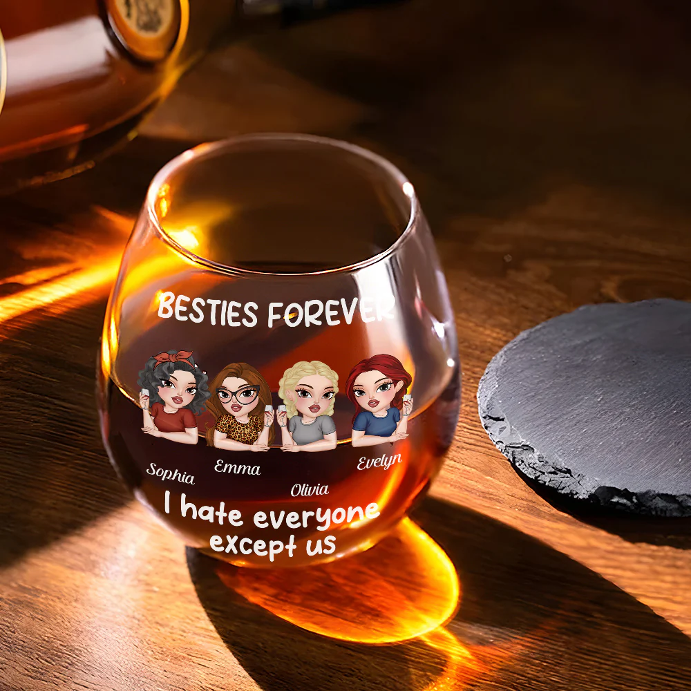Hate Everyone Except Us - Personalized Custom Wine Glass - Image 3