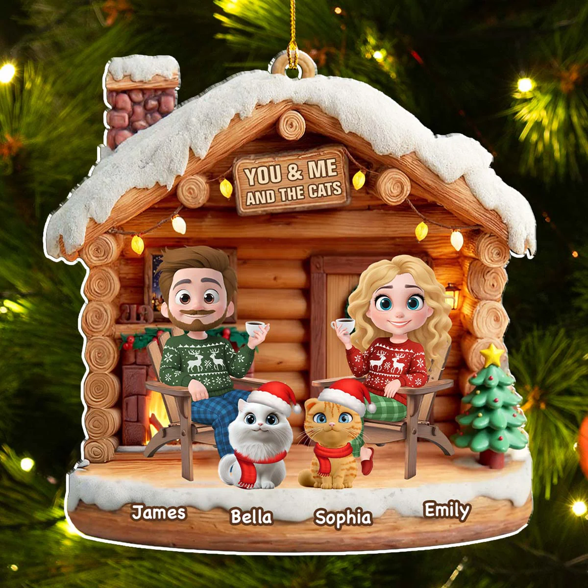 Have A Chat - Personalized Custom 3D Effect Acrylic Ornament - Image 3