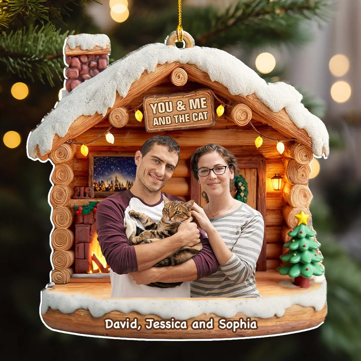 Have A Chat Photo - Personalized Custom 3D Effect Acrylic Ornament - Image 2