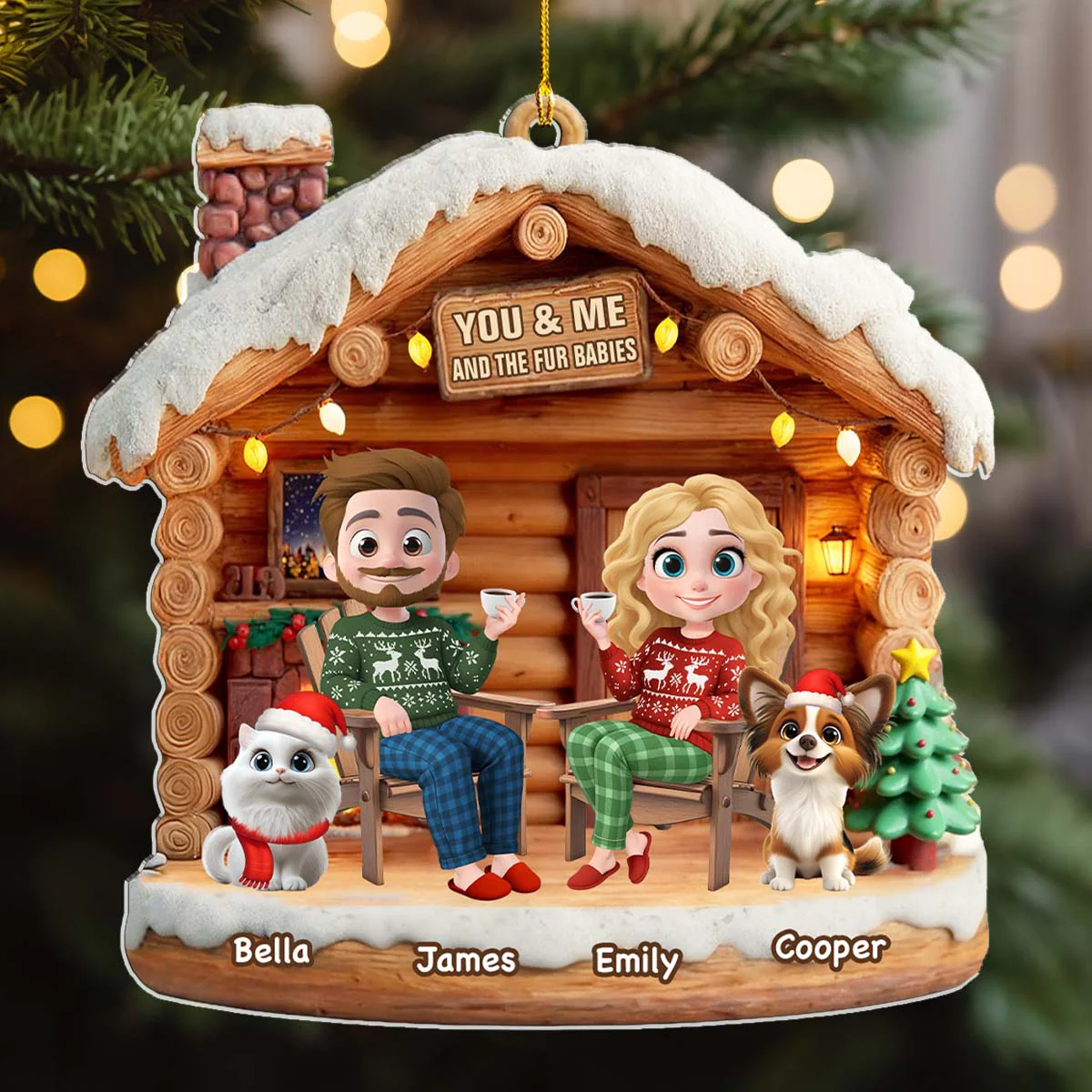 Have A Chat With Them - Personalized Custom 3D Effect Acrylic Ornament - Image 2