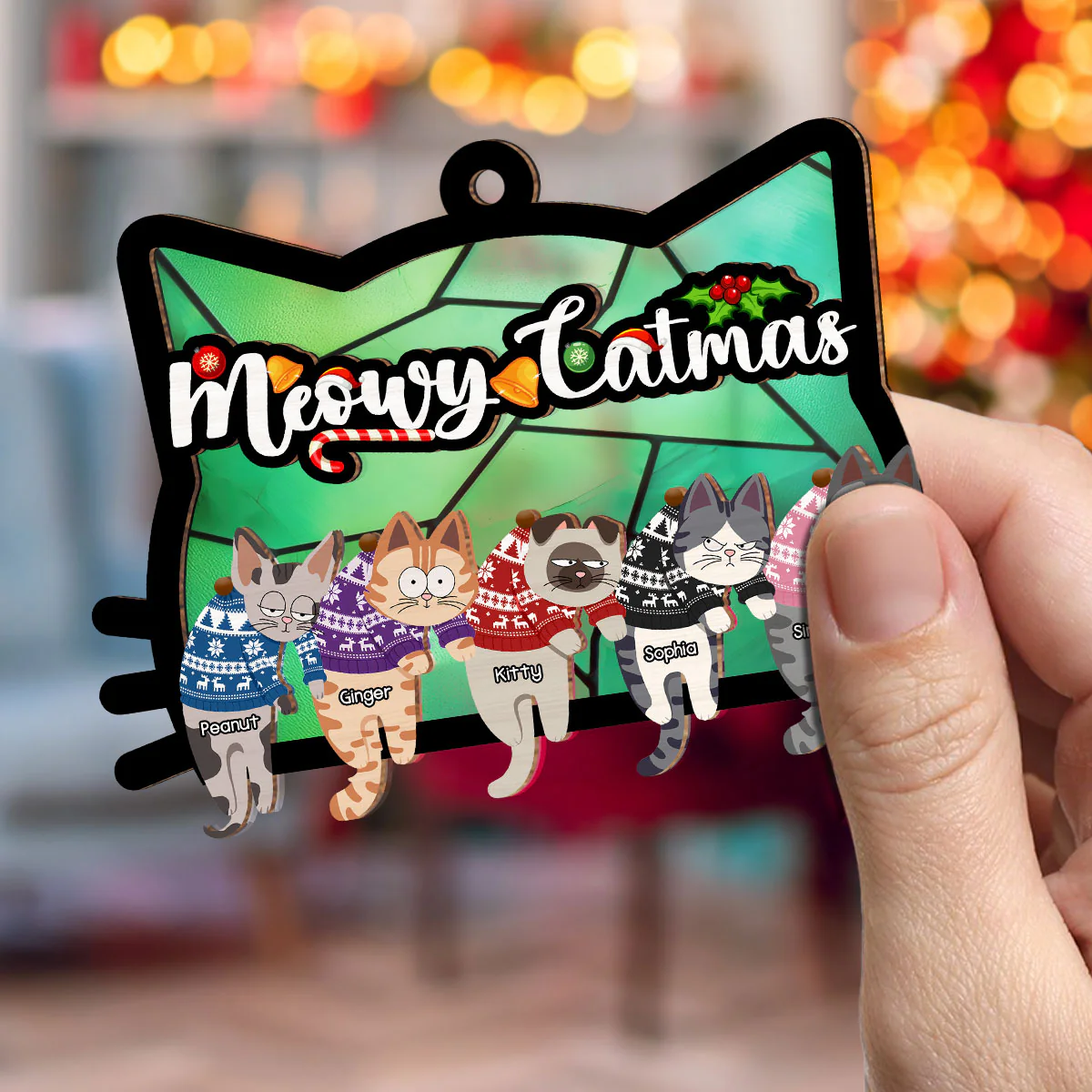 Have A Pawsome Christmas - Personalized Custom Suncatcher Ornament - Image 2
