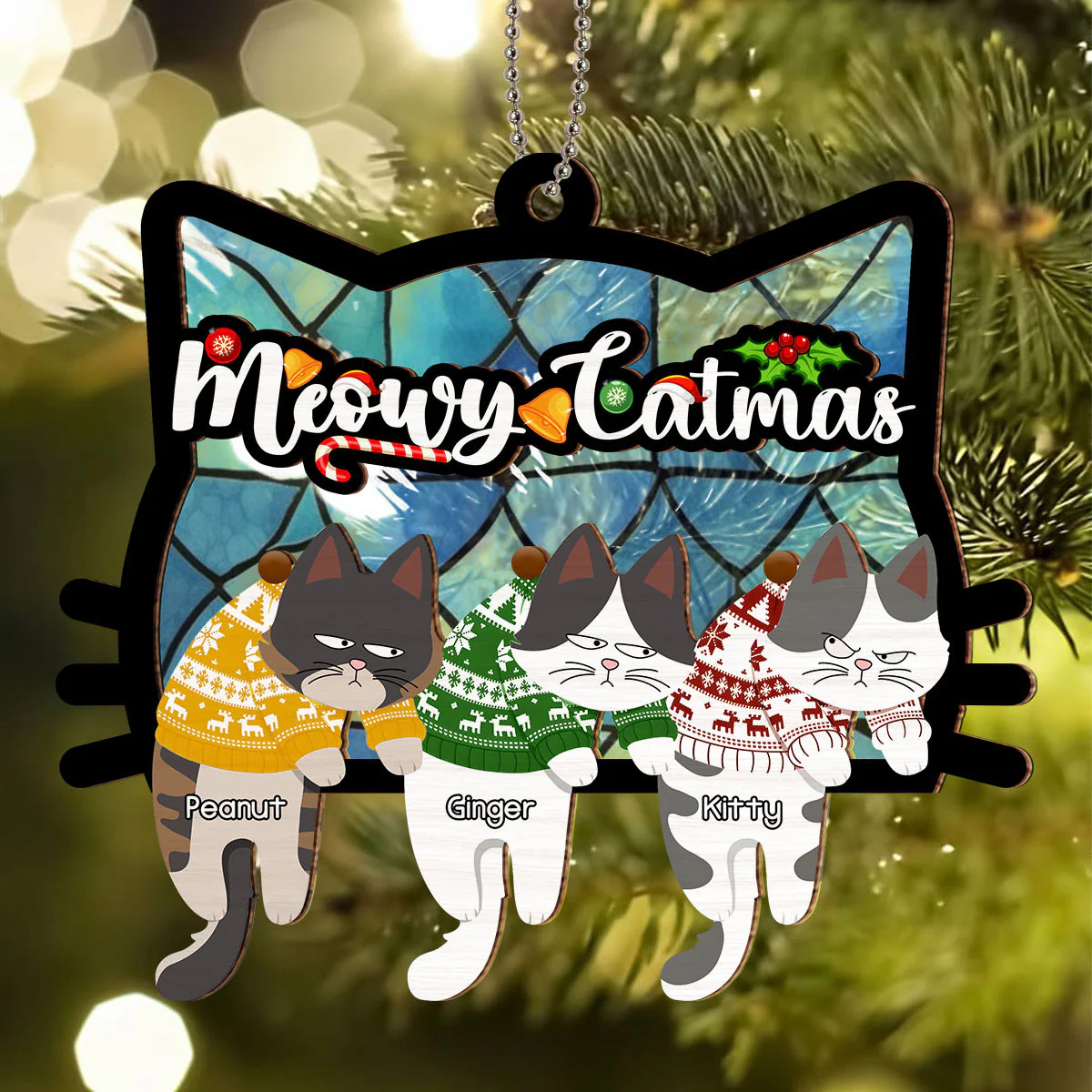 Have A Pawsome Christmas - Personalized Custom Suncatcher Ornament - Image 3