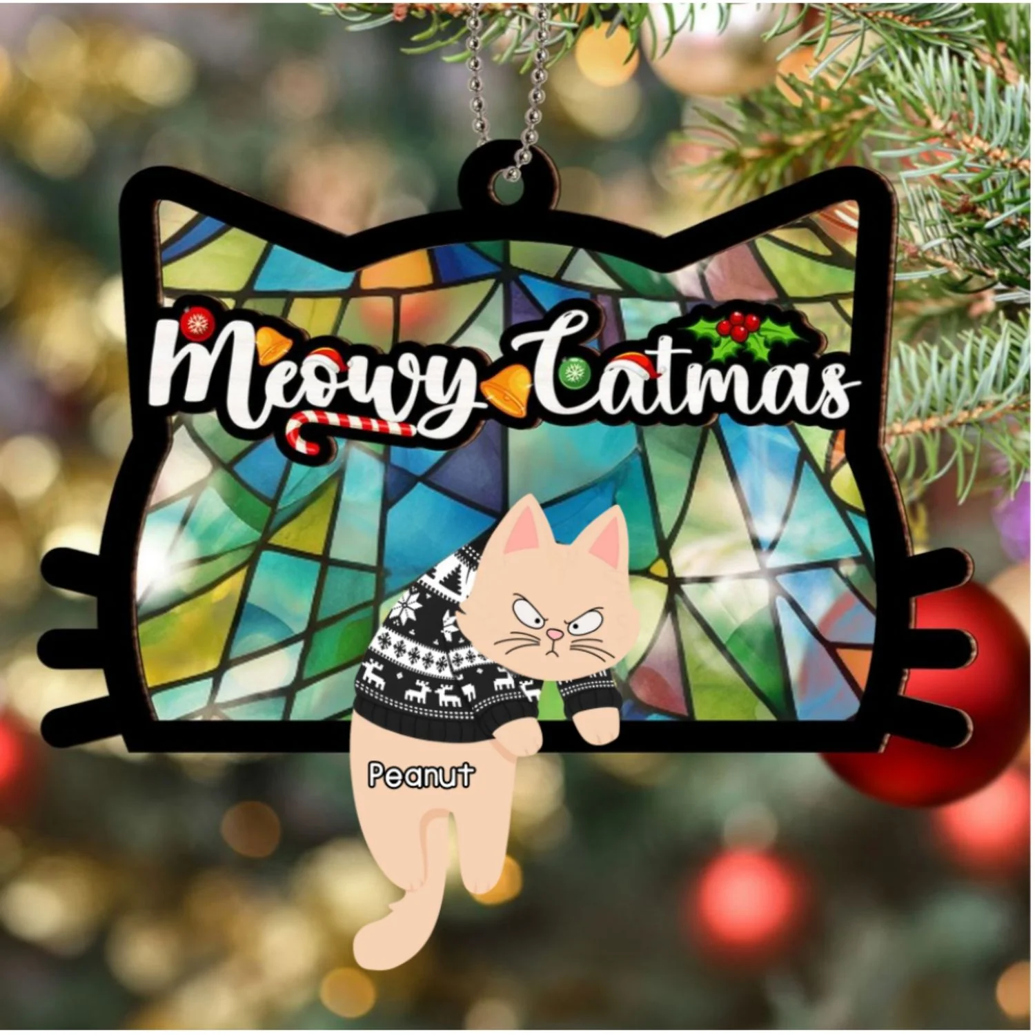 Have A Pawsome Christmas - Personalized Custom Suncatcher Ornament - Image 5
