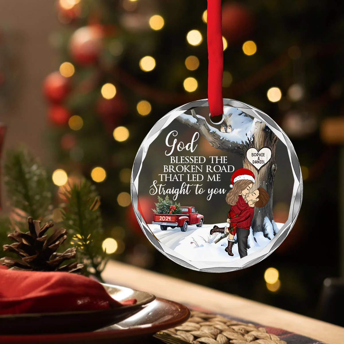 Have Yourself A Married Little Christmas - Personalized Custom Glass Ornament - Image 2