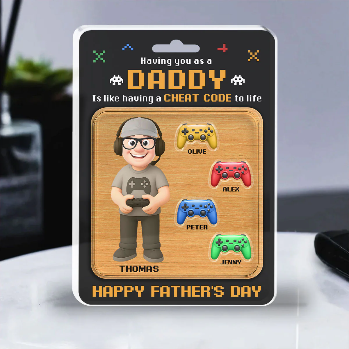 Having Dad Like Having A Cheat Code - Personalized Custom Acrylic Plaque - Image 5