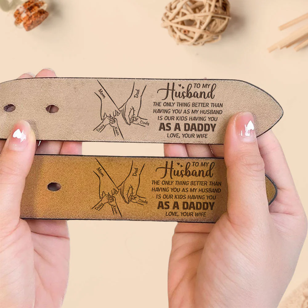 Having You As A Dad - Personalized Engraved Leather Belt - Image 6