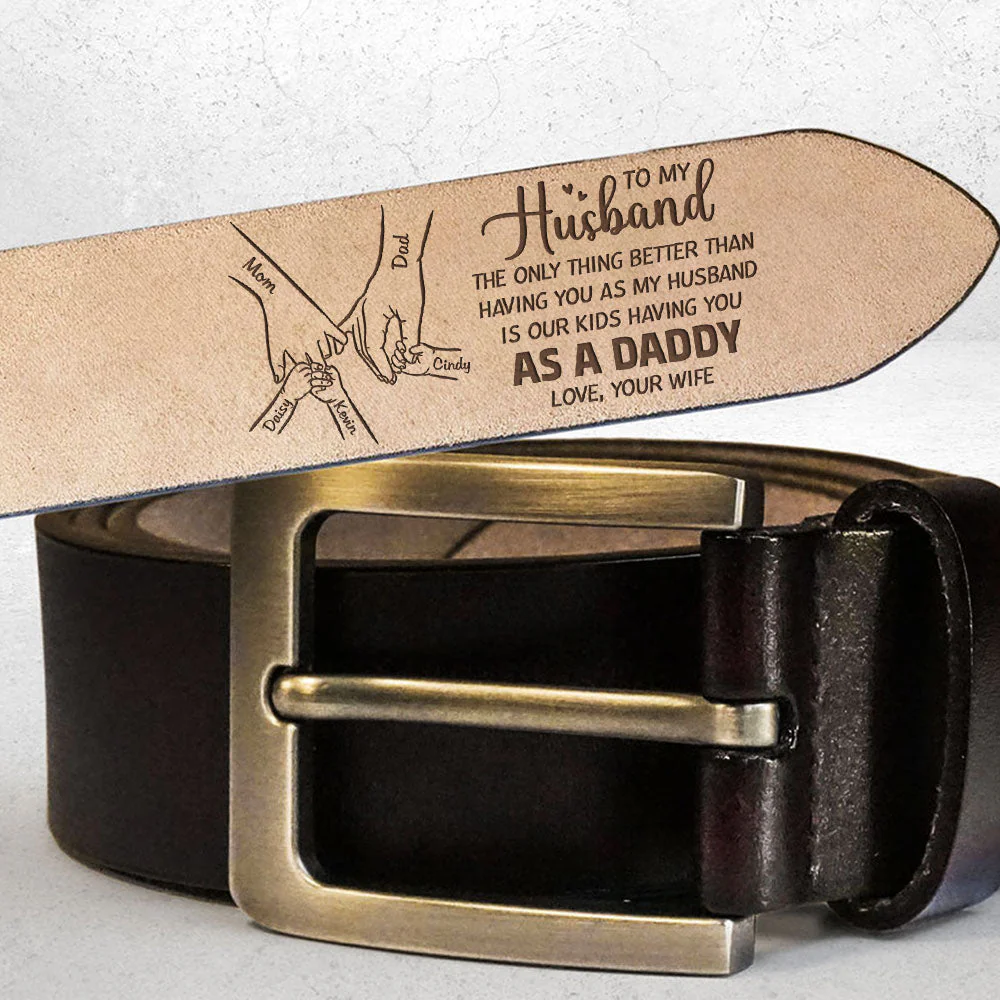 Having You As A Dad Version 2 - Personalized Engraved Leather Belt - Image 2