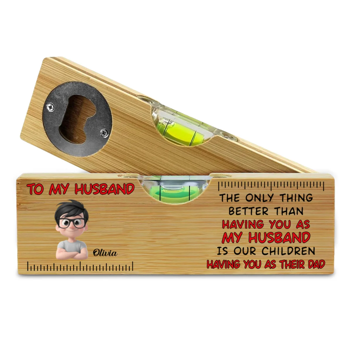 Having You As My Husband - Personalized Custom Wooden Spirit Level Bottle Opener - Image 7