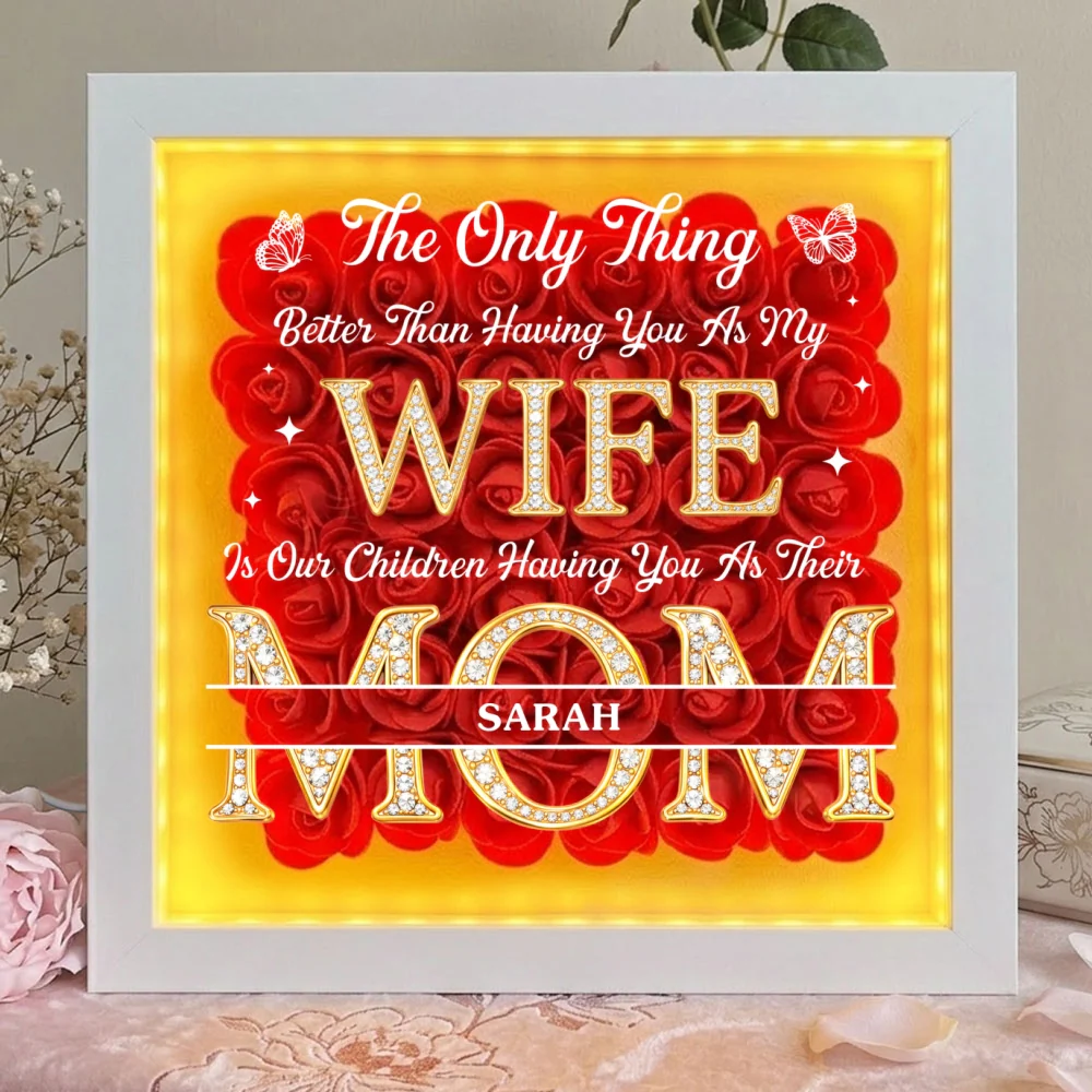 Having You As My Wife - Personalized Custom Flower Shadow Box With LED Light - Image 10