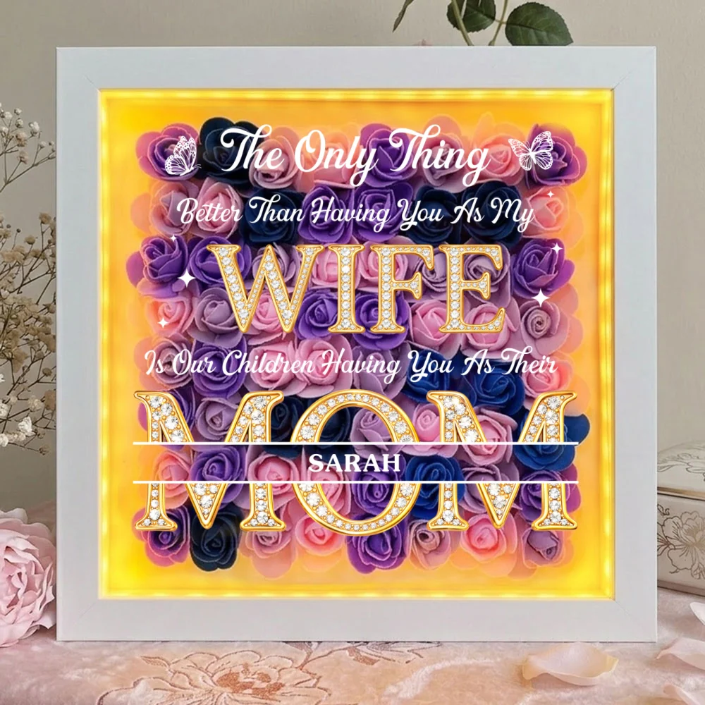 Having You As My Wife - Personalized Custom Flower Shadow Box With LED Light - Image 11