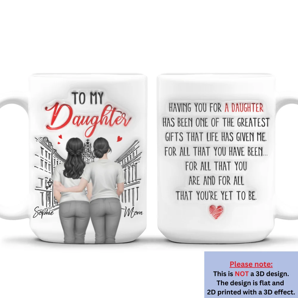 Having You For A Daughter - Personalized Custom 3D Inflated Effect Coffee Mug - Image 7