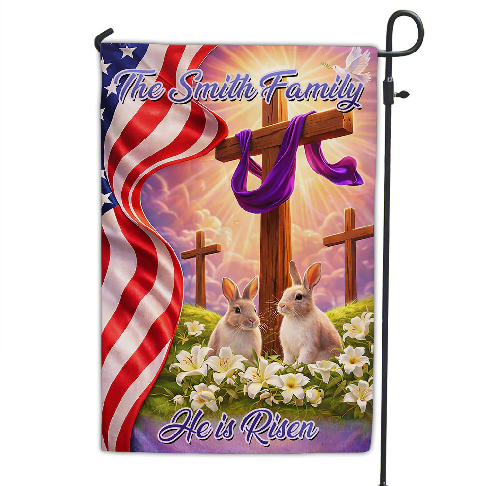 He Is Risen Easter Cross - Personalized Custom Flag