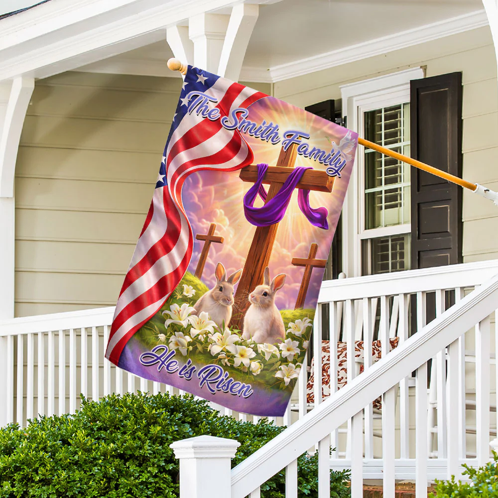 He Is Risen Easter Cross - Personalized Custom Flag - Image 5