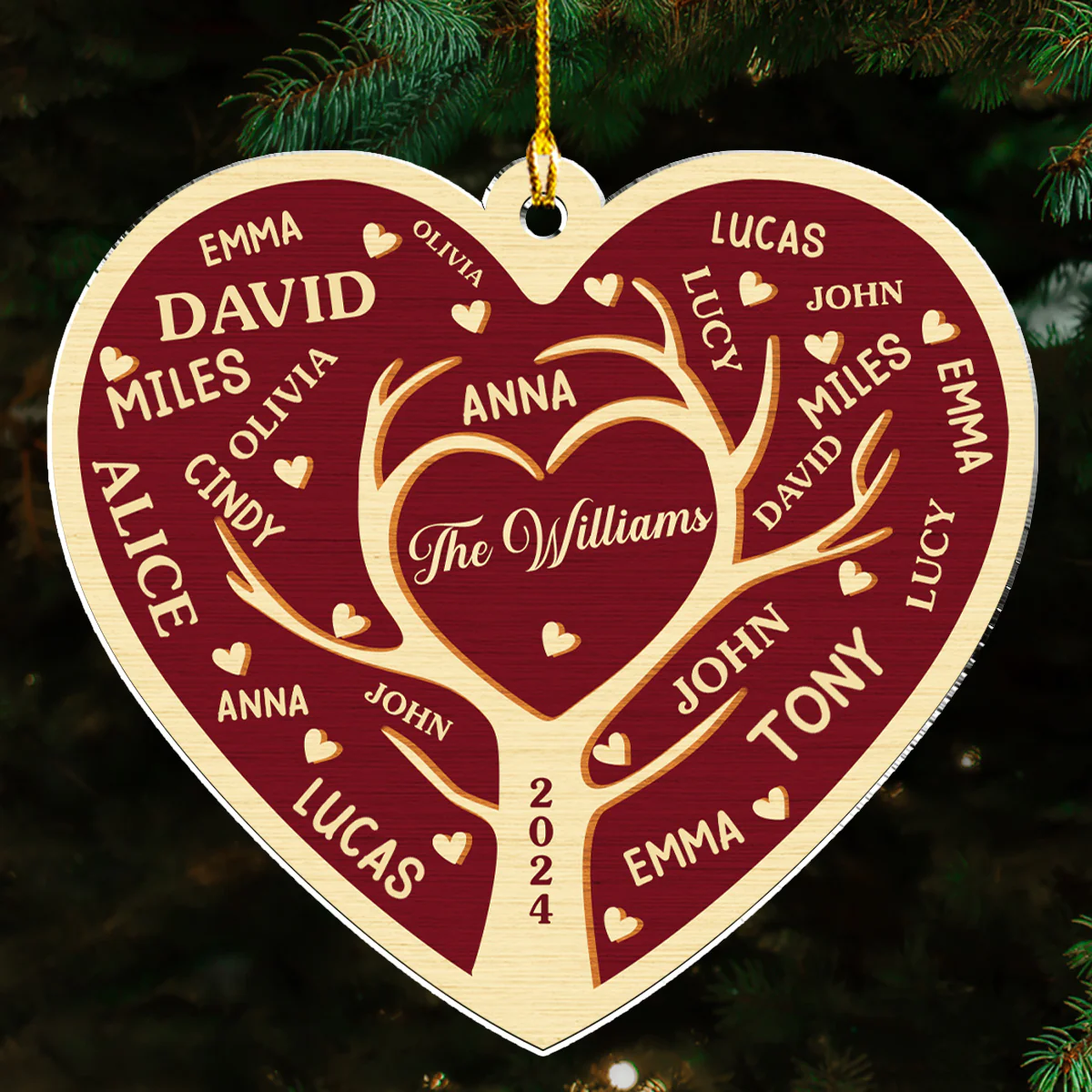 Heart Family - Personalized Custom Acrylic Ornament - Image 4